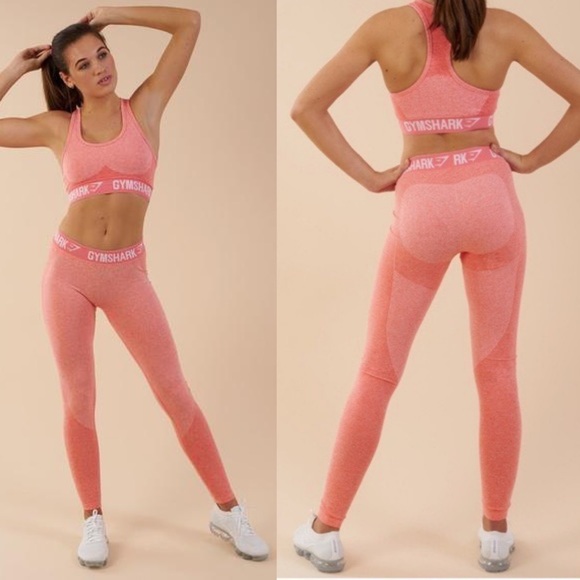 NWT {GYMSHARK} Flex Seamless Leggings, Peach Coral - Picture 4 of 15